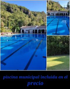 a collage of pictures of a swimming pool at Loft Aguas de la Sierra in Benamahoma