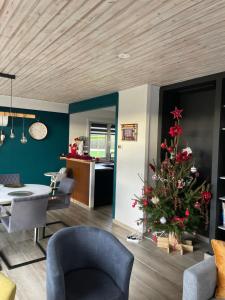 un soggiorno con un albero di Natale in una stanza di Chez Nat a Rochefort