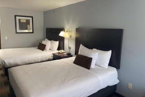 a hotel room with two beds and a lamp at Baymont by Wyndham Danville IL in Danville