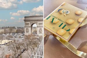 a picture of a package of food next to the eiffel tower at Apartment Arc de Triomphe by Studio prestige in Paris
