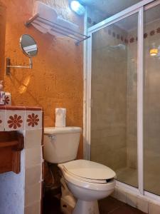 La salle de bains est pourvue d'une douche et de toilettes. dans l'établissement Hotel Casa Valle, à Valle de Bravo