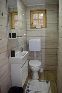 a small bathroom with a toilet and a sink at Vikendica Đoković 2 - Jahorina in Pale