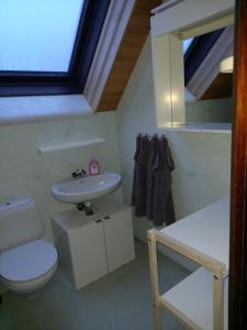 a bathroom with a sink and a toilet at Smålandshus in Målilla