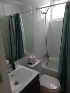 a bathroom with a sink and a toilet and a shower at Departamento en Viña del Mar in Viña del Mar
