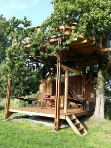 Un jardín fuera de Cabane Perchée dans la prairie de l'ancien moulin