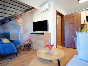 Μια τηλεόραση ή/και κέντρο ψυχαγωγίας στο Comfortable holiday home with a terrace, Mielenko