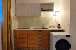 cocina con fregadero y lavadora en Appartement au calme ORSAY PARIS, en Orsay