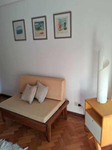 - un canapé dans le salon avec deux oreillers dans l'établissement RIO lodge, à San Nicolás de los Arroyos