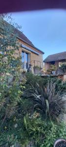 a garden with a pineapple in front of a house at Chez Sylvie in Excideuil