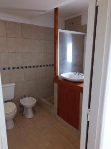 a bathroom with a toilet and a sink at Hermoso Duplex familiar en Zona Norte in Mar del Plata +12 photos
