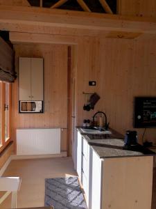 eine Küche mit einer Arbeitsplatte in einem Zimmer in der Unterkunft Kuća za odmor “Dobra” - Skrad, Gorski kotar in Skrad