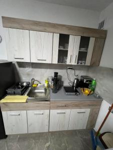 a kitchen with a sink and a counter top at Royal Stars Apartments in Strumica