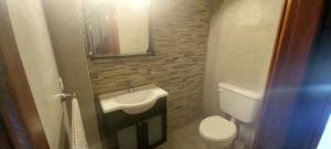 ein Badezimmer mit Waschbecken und Toilette in der Unterkunft Dúplex Mar de Ajó in Mar de Ajó