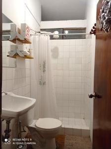een badkamer met een toilet en een wastafel bij APARTAMENTO URMA Cuzco in Cuzco