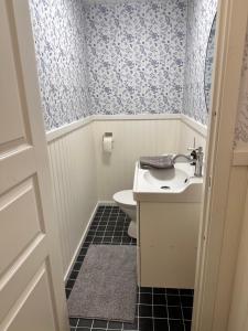 łazienka z umywalką i toaletą w obiekcie Northernlight cabin 2 w mieście Kiruna