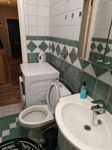 ein Bad mit einem WC und einem Waschbecken in der Unterkunft Js House in Pori