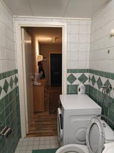 ein Bad mit einem WC und einem Waschbecken in der Unterkunft Js House in Pori