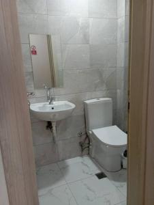 ein Bad mit einem WC und einem Waschbecken in der Unterkunft Stadt mitte in Antalya