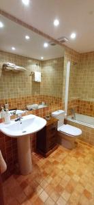 a bathroom with a sink and a toilet at Molino21 Castiello de Jaca in Castiello de Jaca