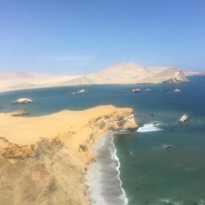 an aerial view of a beach and the ocean at Ica adventures out of the woods in Ica