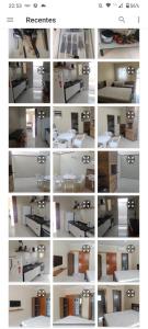 a collage of different pictures of a room at Chalés São Mateus in Ubatuba