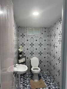 La salle de bains est pourvue de toilettes et d'un lavabo. dans l'établissement Anda Home at Cabagnow Cave Pool, à Anda