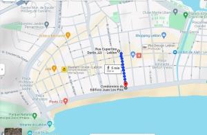 a map with a blue dot at Linda Leblon Homestay - 3 min to the beach in Rio de Janeiro