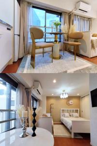 una sala de estar y un dormitorio en una casa en S13-Shibuya center 7 mins to Station, Max 4P涉谷最中心 涉谷站7分, en Tokio