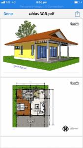 un plan d'étage d'une maison et un plan d'étage d'une maison dans l'établissement Creek Cottage Chaeson, à Ban Mun Thung