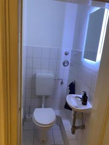 a small bathroom with a toilet and a sink at Wohlfühlen in Winterhude in Hamburg
