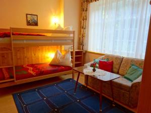 a living room with a couch and bunk beds at Ferienwohnung Villa Heinrich in Feld am See