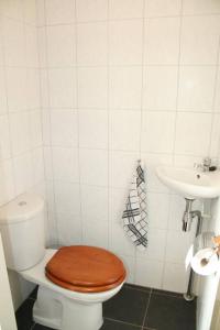 een badkamer met een toilet en een wastafel bij Liguster 56* in Nieuwvliet