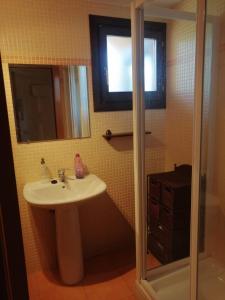 a bathroom with a sink and a shower at Ainsa in Aínsa