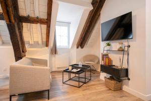 TV a/nebo společenská místnost v ubytování Le Laurencin Sens - Le Comble