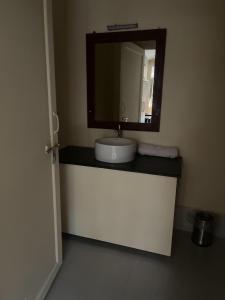 a bathroom with a sink and a mirror at Taste of Nature in Canacona