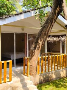 a house with a bed and a tree at Taste of Nature in Canacona