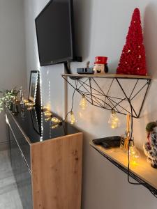Televízia a/alebo spoločenská miestnosť v ubytovaní Apartman Pannonica Pin 0-24h