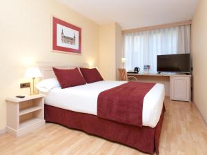 a hotel room with a large bed and a flat screen tv at Luze Castellana in Madrid