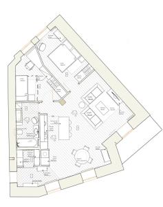 a drawing of a floor plan of a house at Luxury, comfort & quiet place next to Cathedral in Vilnius