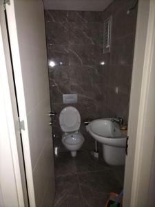 ein kleines Bad mit WC und Waschbecken in der Unterkunft Residencede eşyalı ev!Suryapıda in Antalya