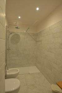 een badkamer met een douche, een toilet en een wastafel bij Agriturismo le Orchidee di Corazza in Picedo