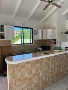 a kitchen with a counter top in a room at Terrasse des Manguiers : logement indépendant in Pointe-Noire