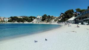 een strand met mensen op het zand en het water bij Bandol Paradise Port Climatisé in Bandol +3 foto's