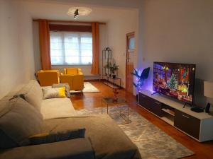 Il comprend un salon doté d'un canapé et d'une télévision à écran plat. dans l'établissement Evere home - Private room, à Bruxelles