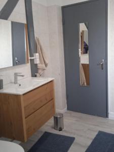 a bathroom with a sink and a mirror at La Mulhousienne de France in Mulhouse