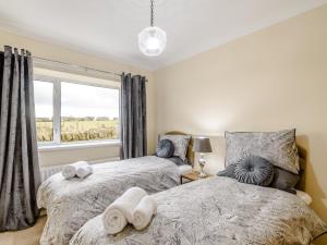 High Etherley的住宿－2 bed property in Hamsterley 80005，一间卧室设有两张床和窗户。