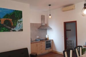 a kitchen with a sink and a stove at Refúgio do Agricultor - Gerês in Montalegre