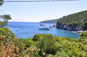 a view of a body of water with boats in it at Kalithea Studios in Stafylos