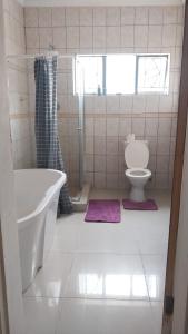 uma casa de banho com uma banheira, um WC e um lavatório. em Precious Estates Pearls em Zeerust
