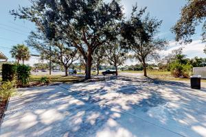 a street with trees and shadows on the ground at Bay Acres Bungalow - B in Osprey